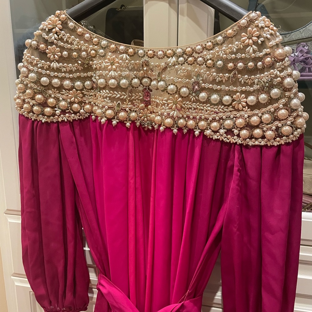 Marchesa gown gem and pearl embellished